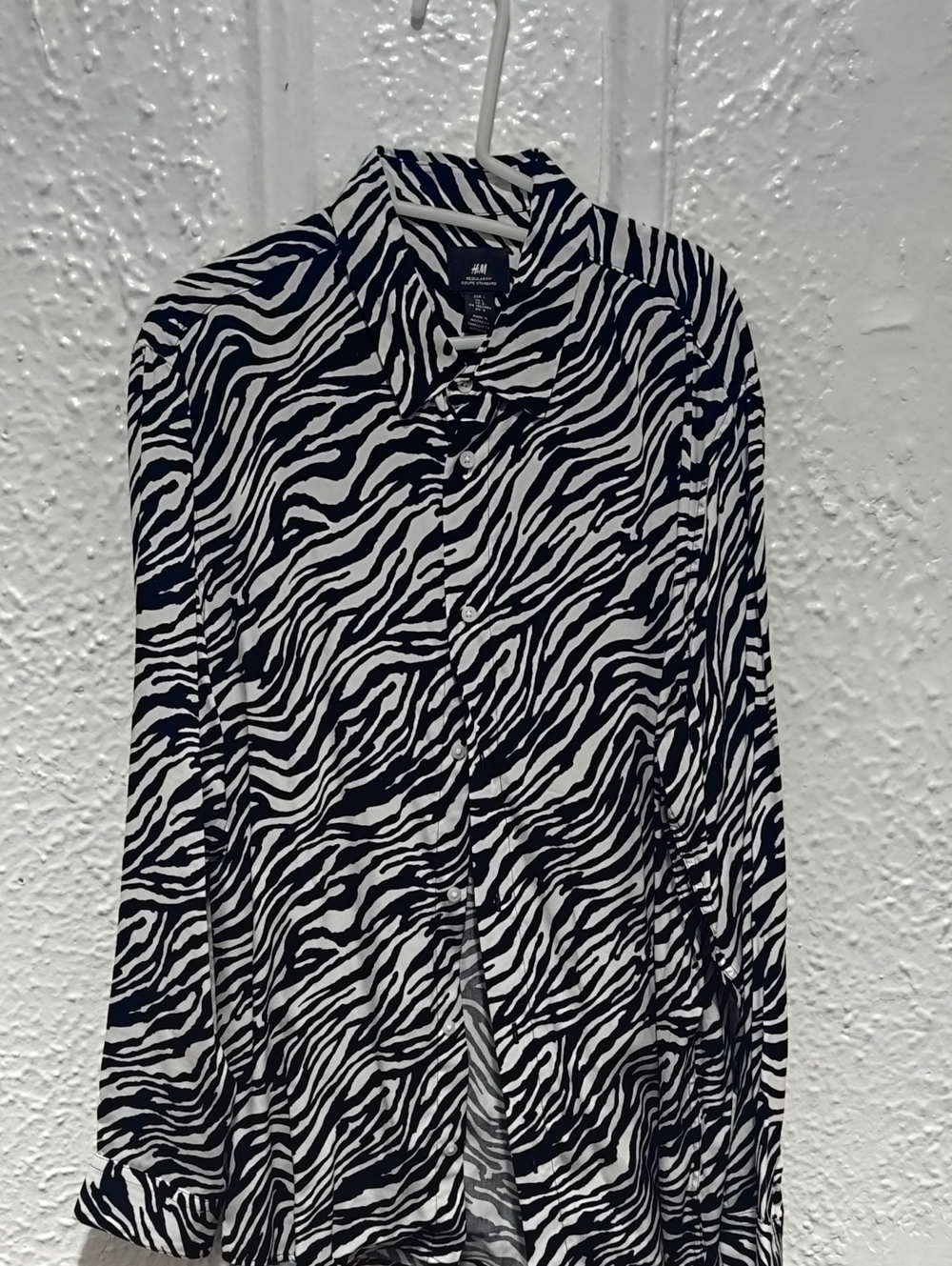 H&M Black and White Zebra-Print Button-Down Shirt